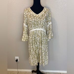 Tan and white boho dress